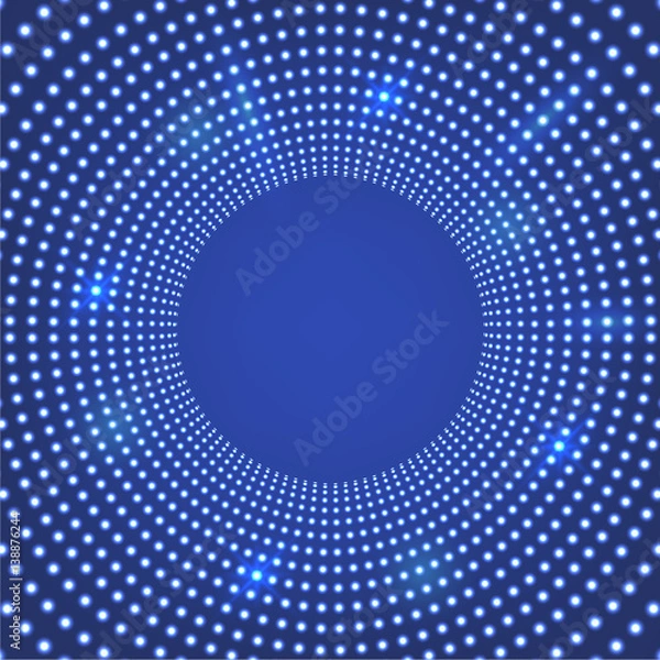 Fototapeta vector illustration of Glowing dots in circle tunnel, future technologies Background 