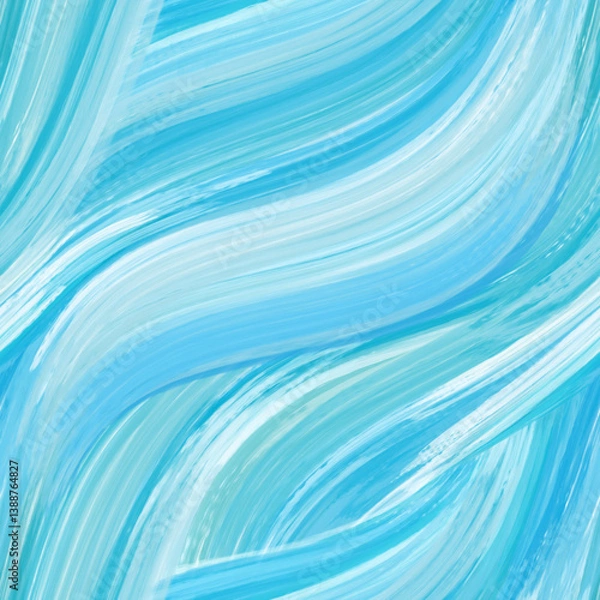 Obraz Watercolor blue brush stroke seamless pattern vector. Abstract curve, wave, stripe, flowing line. Elegant design for fabric, scarf, cloth, print, card, paper, banner, cover, clothing, dress, decor.