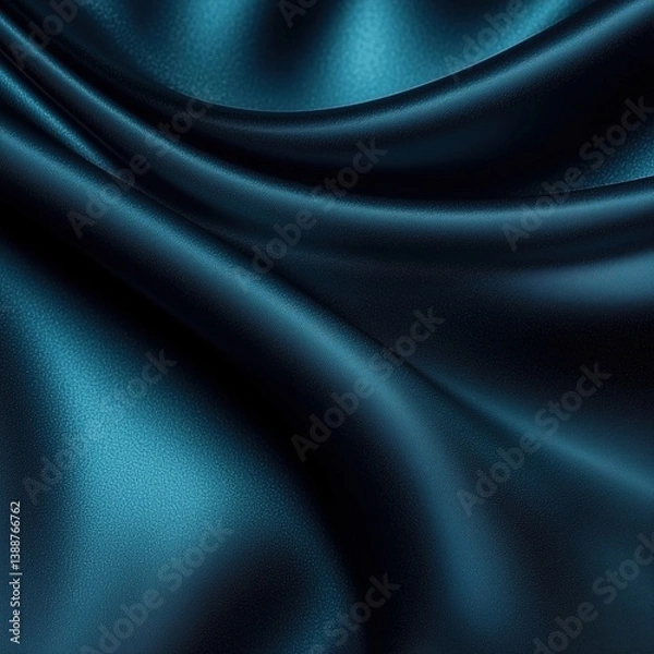 Fototapeta Luxurious Deep Blue Satin Waves Flowing Gracefully Under Soft Light
