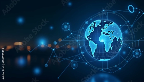 Fototapeta Advanced Visual Narrative: Cross-Border Tokenized Assets & Blockchain-Enabled Secure Exchanges for Efficient Global Transfers & Decentralized Financial Participation