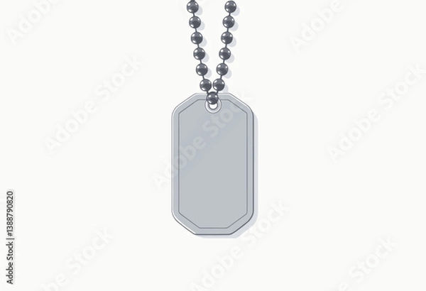 Obraz Silver Military Dog Tag with Ball Chain