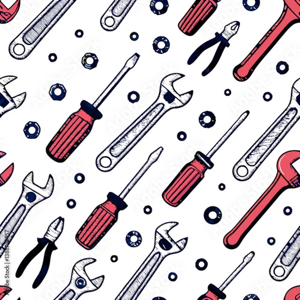 Fototapeta Design a bold, seamless vector pattern with thick strokes featuring intricate repeating geometric shapes.  High-resolution, suitable for textile printing.