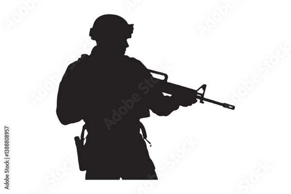 Obraz WebSilhouette of Armed Tactical Soldier