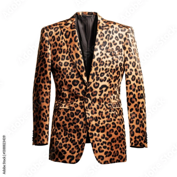 Obraz Leopard print tuxedo jacket isolated on transparent background