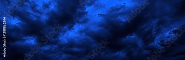 Fototapeta Dark Ominous Clouds Rolling Across the Twilight Sky with a Foreboding Atmosphere