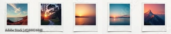 Fototapeta Clean white polaroid frame with bold black border, minimalist style, modern, image, polaroid frame