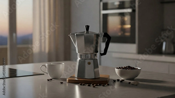 Obraz Home Barista Setup Moka Scale Island