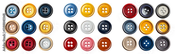 Fototapeta Colorful assortment of buttons isolated on a transparent background