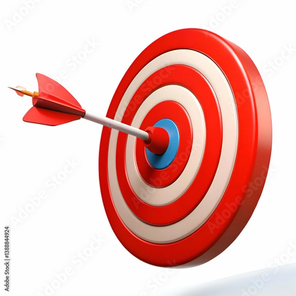 Fototapeta Red Target with Arrow in Bullseye. Achieving Success