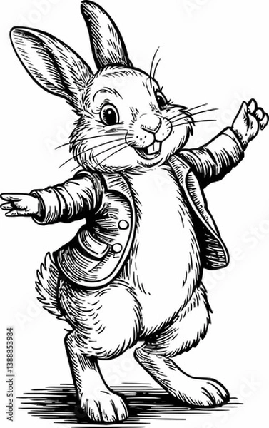 Obraz A playful rabbit wearing a jacket silhouette