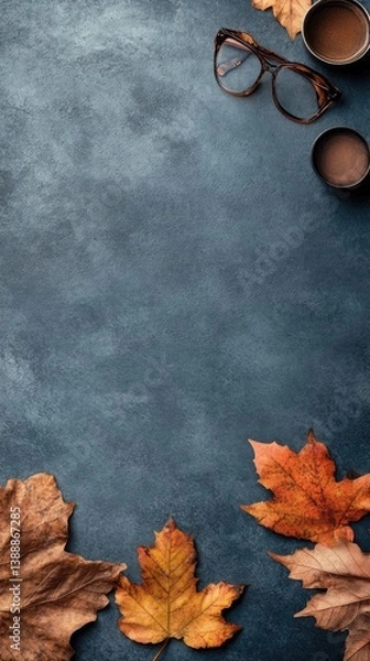 Obraz Autumnal flatlay with warm colors and cozy elements