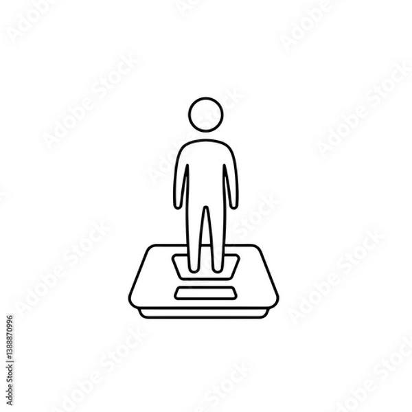 Fototapeta Minimalist outline of a person standing on a weighing scale  