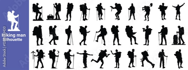 Fototapeta Hiking Silhouettes set vector 