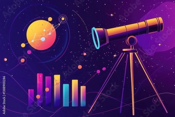 Fototapeta Exploring cosmic wonders telescope graph insights into stellar trends space graphics creative visualization