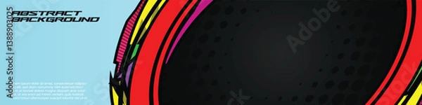 Obraz Abstract racing banner vector with dynamic lines and neon colors, perfect for gamers and e-sports themes. High energy and modern design.