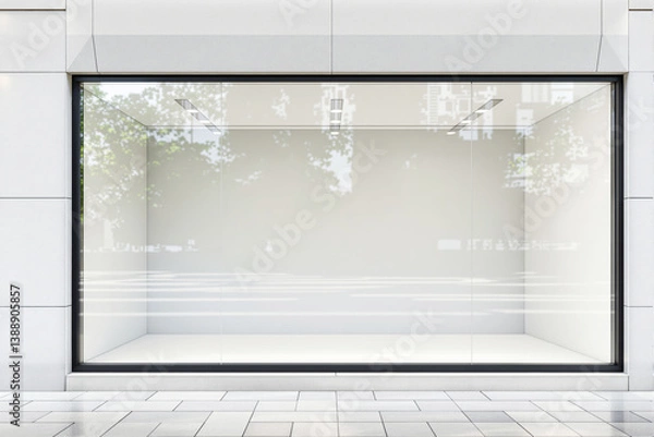 Obraz Empty storefront display window with clean white background.