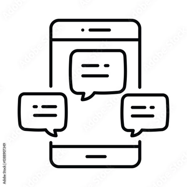 Fototapeta Mobile Messaging vector outline icon. EPS 10 file