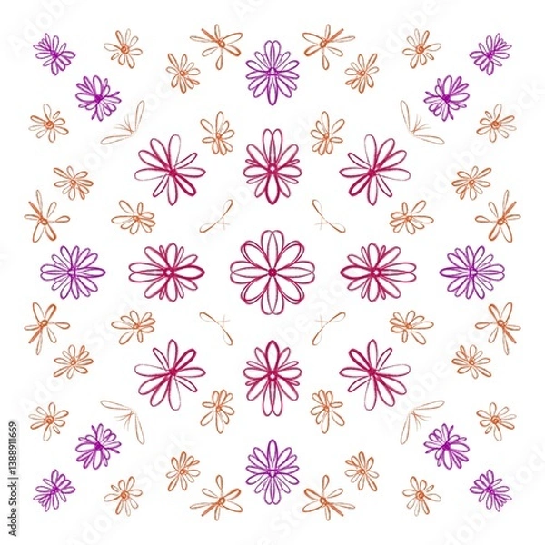 Fototapeta seamless floral pattern isolated on white background 