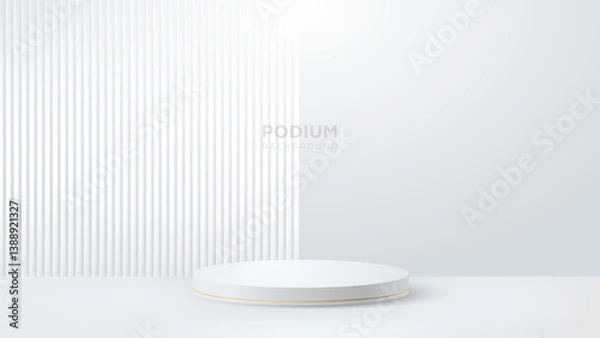 Fototapeta Minimal podium in white studio room on modern background for product display vector illustration