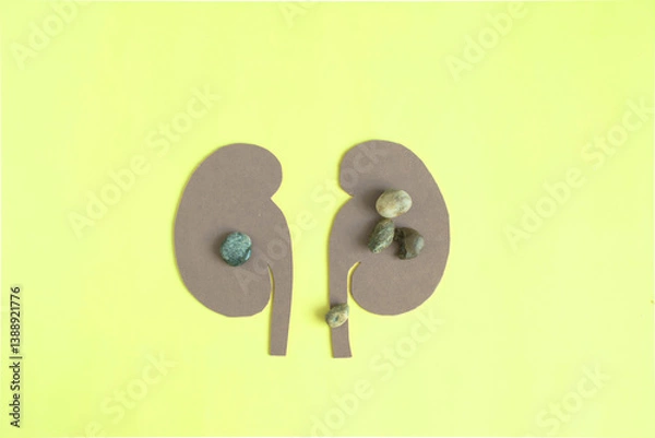 Fototapeta Kidney disease associated with kidney stones close-up on a light background.