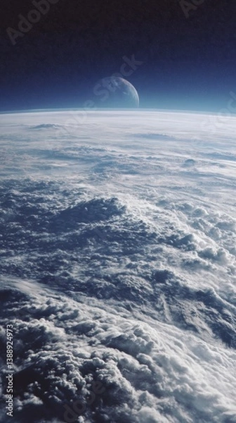 Obraz Stunning view of a distant planet from space with stars in the background, evoking wonder and cosmic curiosity