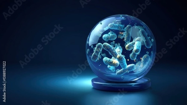 Fototapeta Intriguing glass ball containing a jellyfish creating an enchanting underwater scene with soft glowing light effects