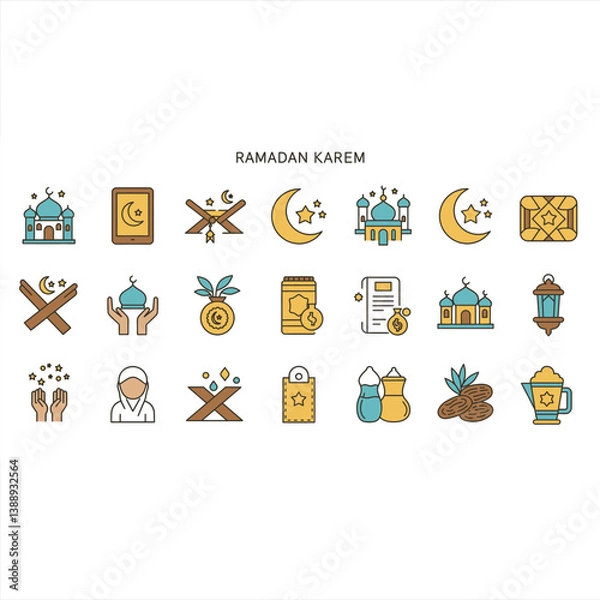 Fototapeta Contemporary Ramadan Icon Set in Vector