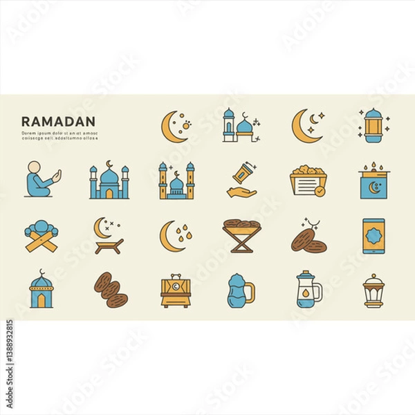 Obraz Crescent Moon Icons with Islamic Simplicity