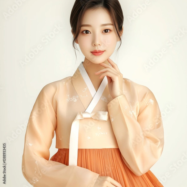 Fototapeta 전통 한복을 입은 한국의 여성, 한국의 전통문화
