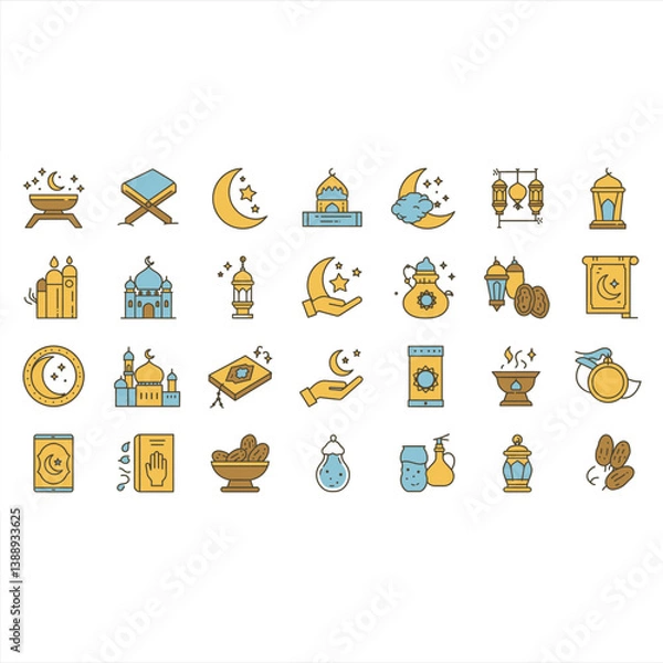 Fototapeta Ramadan and Eid Icons with Modern Touch