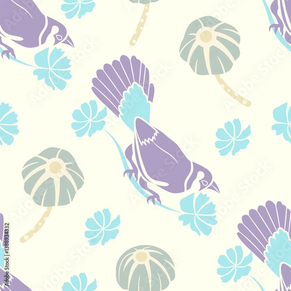 Obraz warbler patterns amidst the spring flat design For textiles, tiles,Washi tape