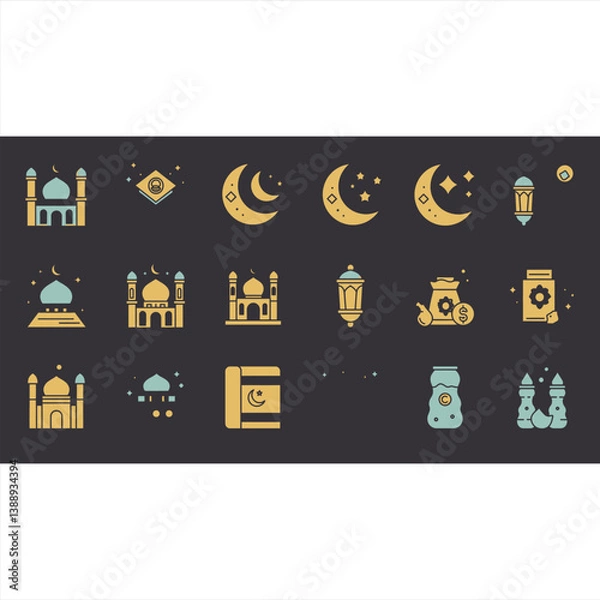 Fototapeta Eid and Ramadan Vector Icons with Simple Design