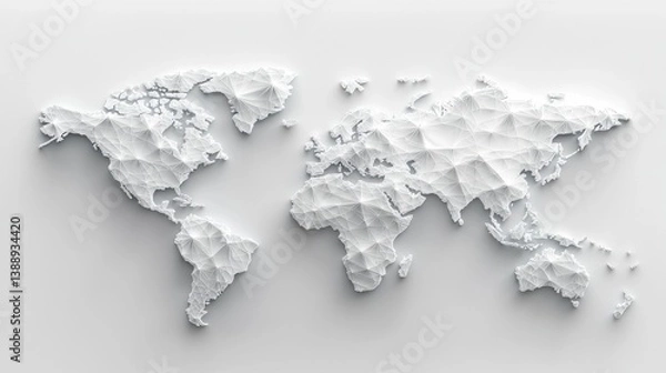 Fototapeta A white world map with a lot of lines and dots