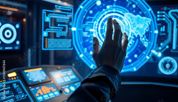 Obraz Futuristic Touchscreen Interface with Advanced Data Visualization"