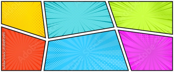 Fototapeta Set of comic speech bubble. Vector illustration. Explosion comic set. Concept of comic word bubbles.