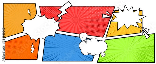 Fototapeta Set of comic speech bubble. Vector illustration. Explosion comic set. Concept of comic word bubbles.