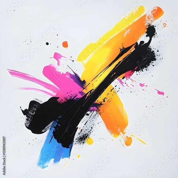 Obraz Vibrant abstract painting with bold strokes and splatters of color