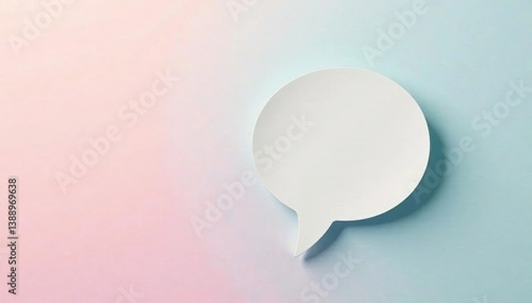 Fototapeta Subtle grey speech bubble pattern on pastel background, communication, quiet