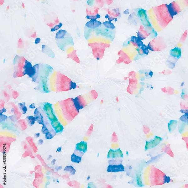 Fototapeta Tie Dye Seamless Swirl. Swirl Tie Dye. Pink Tie Dye. 1960 Bright Pattern. Green Color Swirl Pattern. Seamless Tie Dye. Spiral Tiedye Print. 1970s Rainbow Pattern. Psychedelic Vector Pattern.