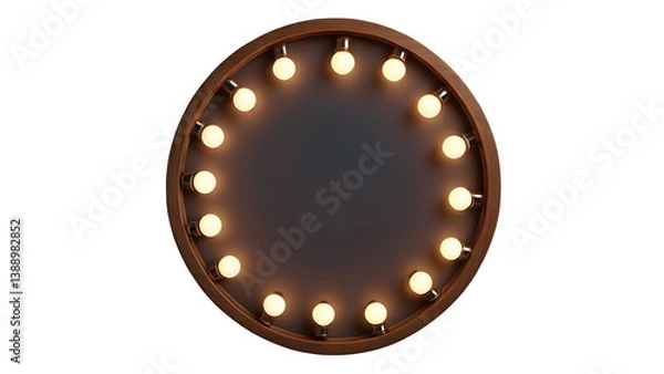 Fototapeta A circular frame with glowing bulbs, adding a showbiz or retro signboard vibe.