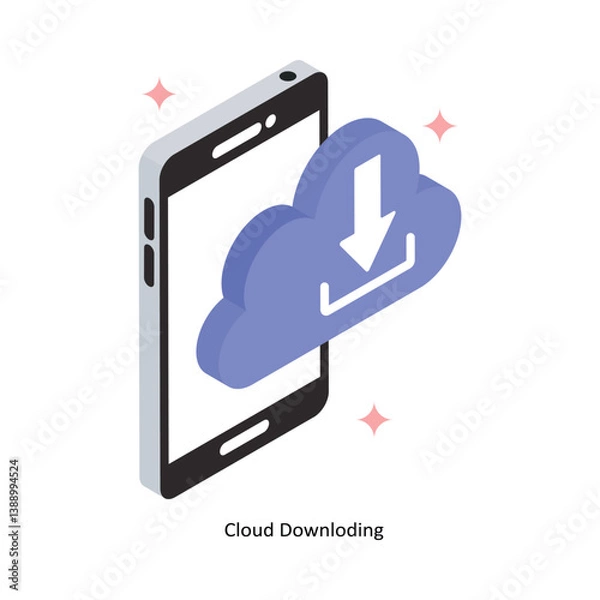 Obraz Cloud Downloding Concept Isometric Style Illustrations. Eps 10 File