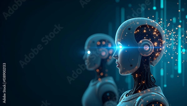 Fototapeta Advanced Neural Network Robotics: Integrating Deep Learning and Sensor Fusion for Intelligent Automation in Complex Tasks - Stock Photo Concept with Left Space