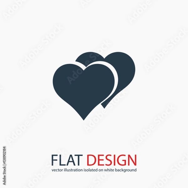 Fototapeta Heart Icon, vector illustration. Flat design style