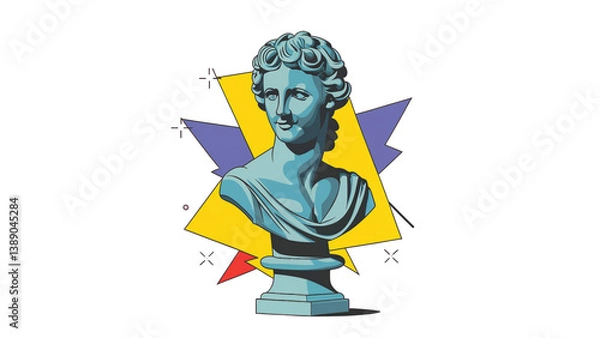 Fototapeta A creative bust combined with geometric forms for modern art and gallery themes.
