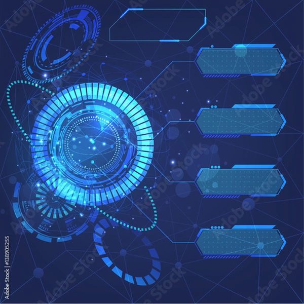 Fototapeta Set Ui HUD elements for cyber user interface. Futuristic design game ui template