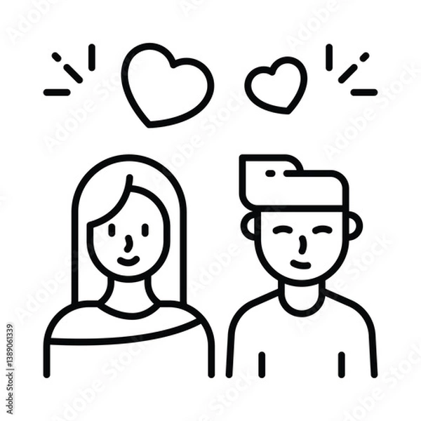 Fototapeta Couple vector outline icon. EPS 10 file