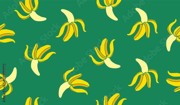 Fototapeta Cute banana fruits pattern background vector design