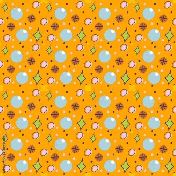 Fototapeta pattern, seamless, vector, texture, illustration, water, wallpaper, design, red, color, circle, yellow, art, dot, drop, pink, love, bubble, orange, backgrounds, heart, light, drops, decoration, flower