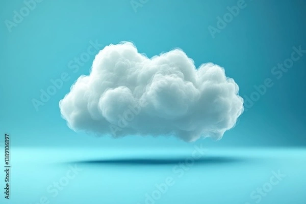 Fototapeta Fluffy White Cloud Floating in a Serene Blue Sky Studio Setting with Soft Lighting and Dreamy Atmospheric Perspective