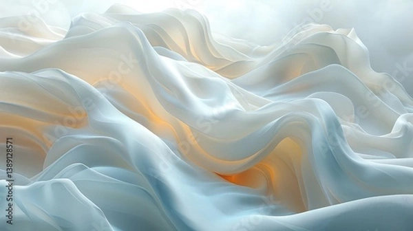 Fototapeta A cloud-like abstract white background with soft and subtle light waves